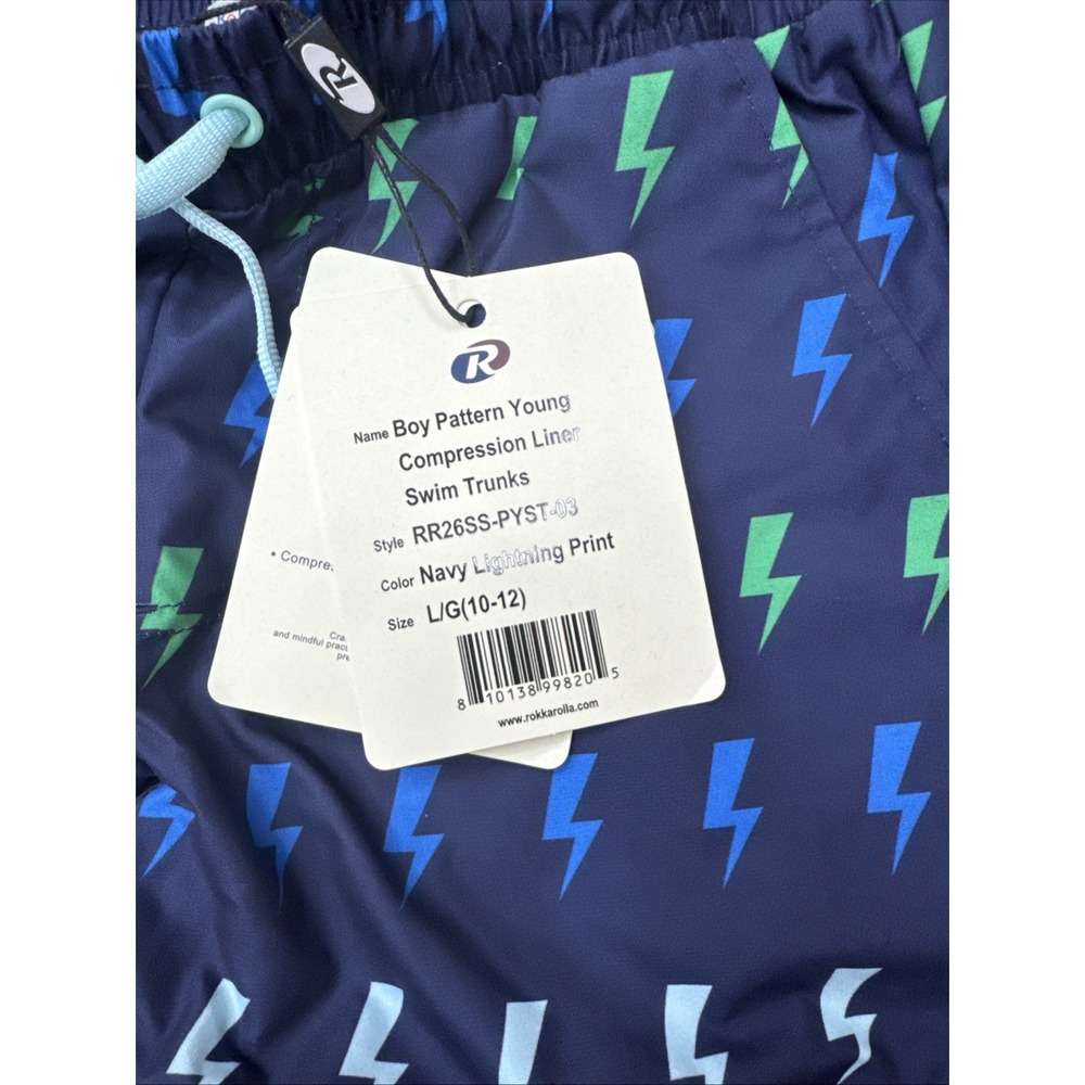 Rokka & Rolla Youth Large Swim Trunks Color Navy Lightning #316 - Picture 8 of 16